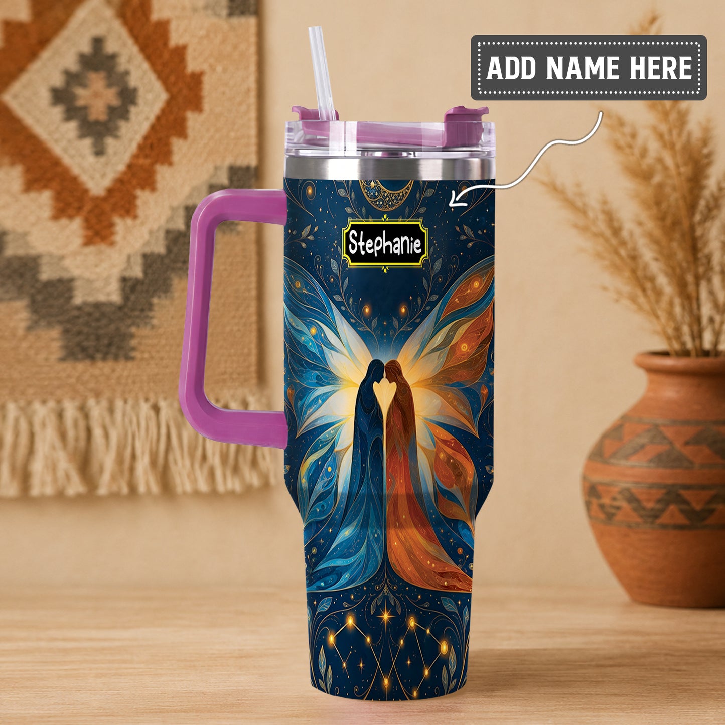 Twin Souls Embrace Personalized Tumbler