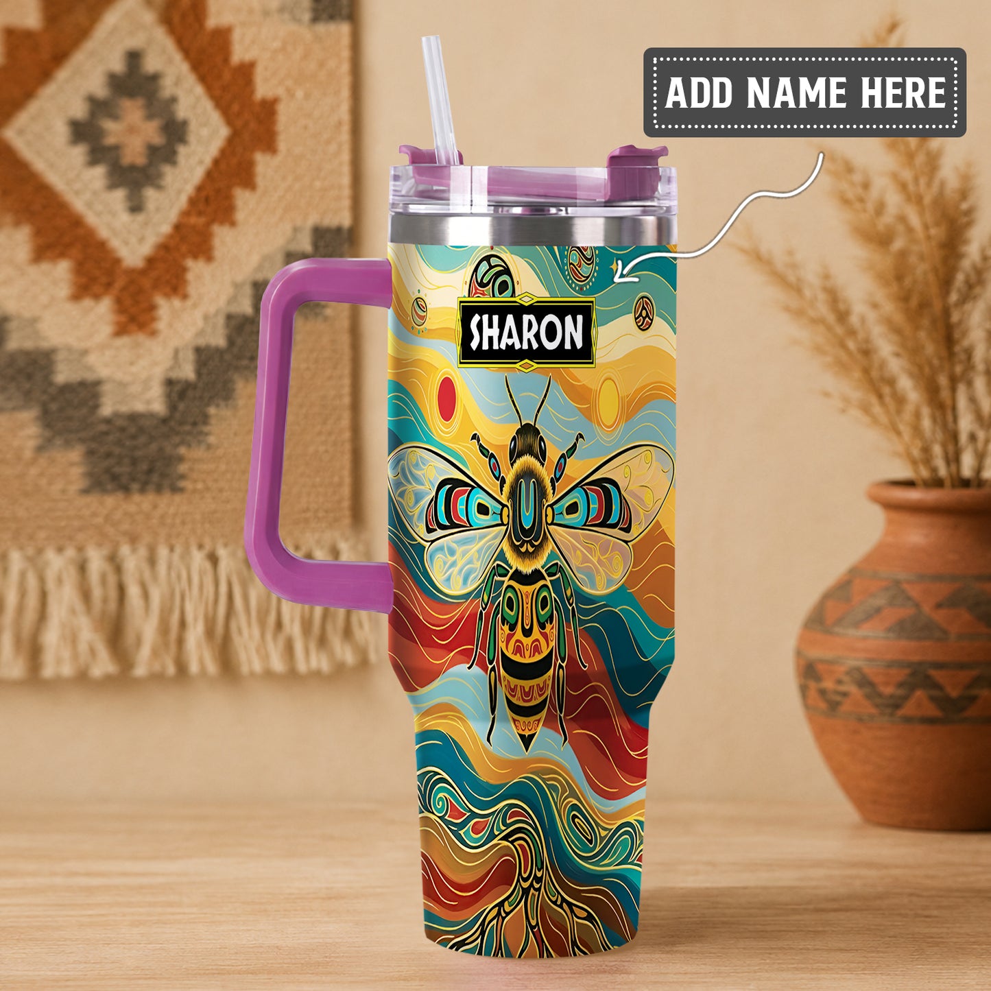 Golden Bee Spirit Personalized Tumbler