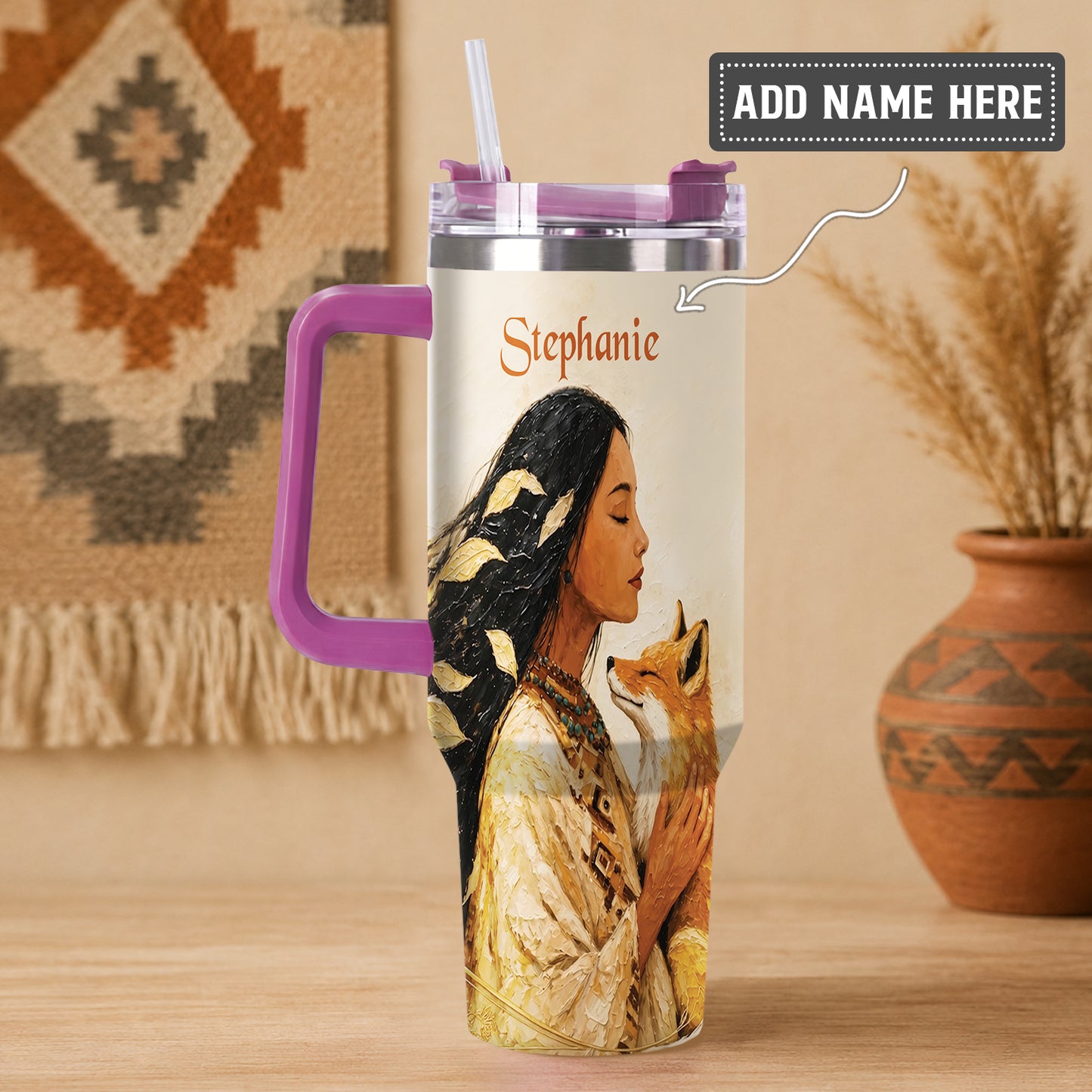 Whispering Fox Woman Personalized Tumbler
