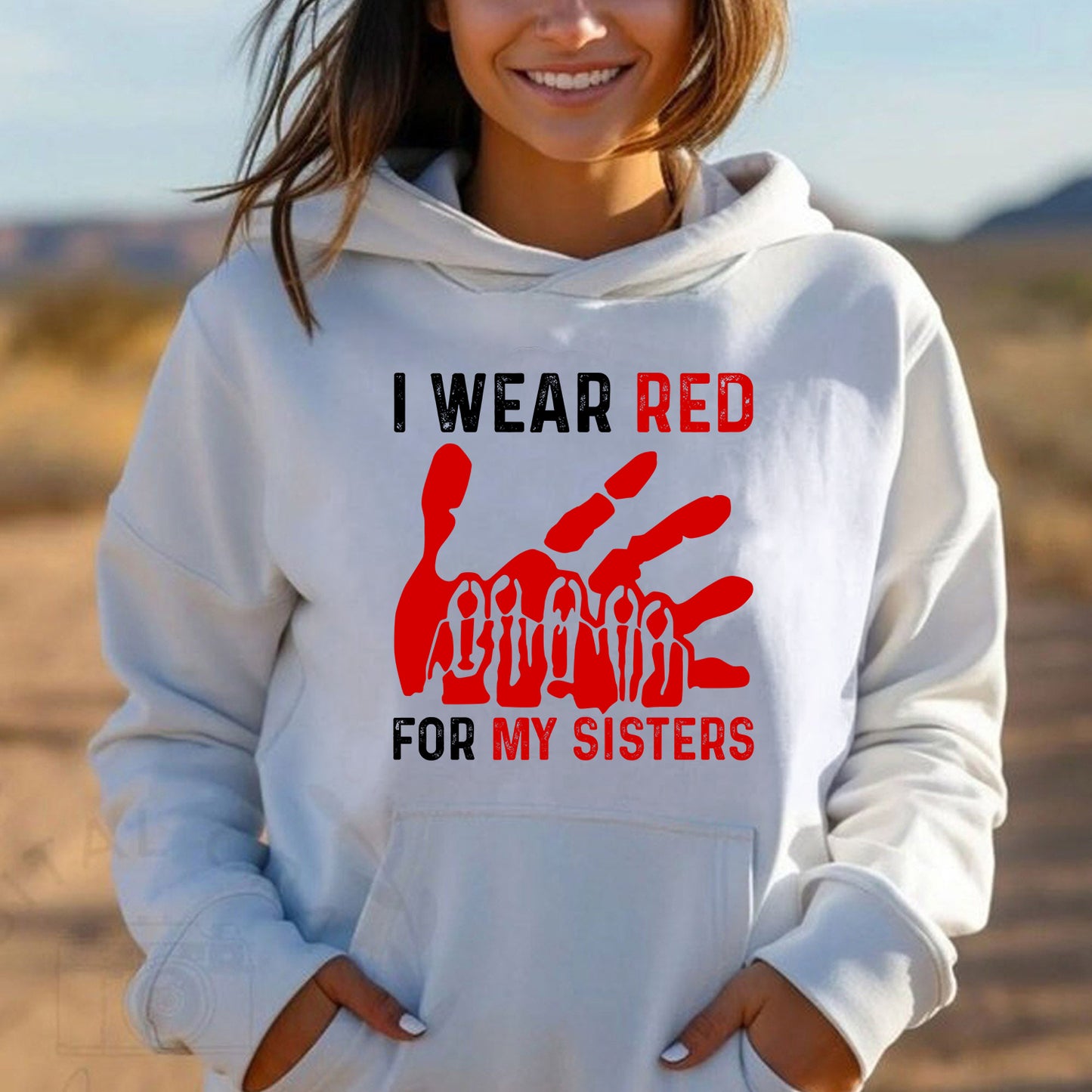 MMIW I Wear Red For My Sister Red Hand Unisex Hoodie/Sweatshirt/T-Shirt