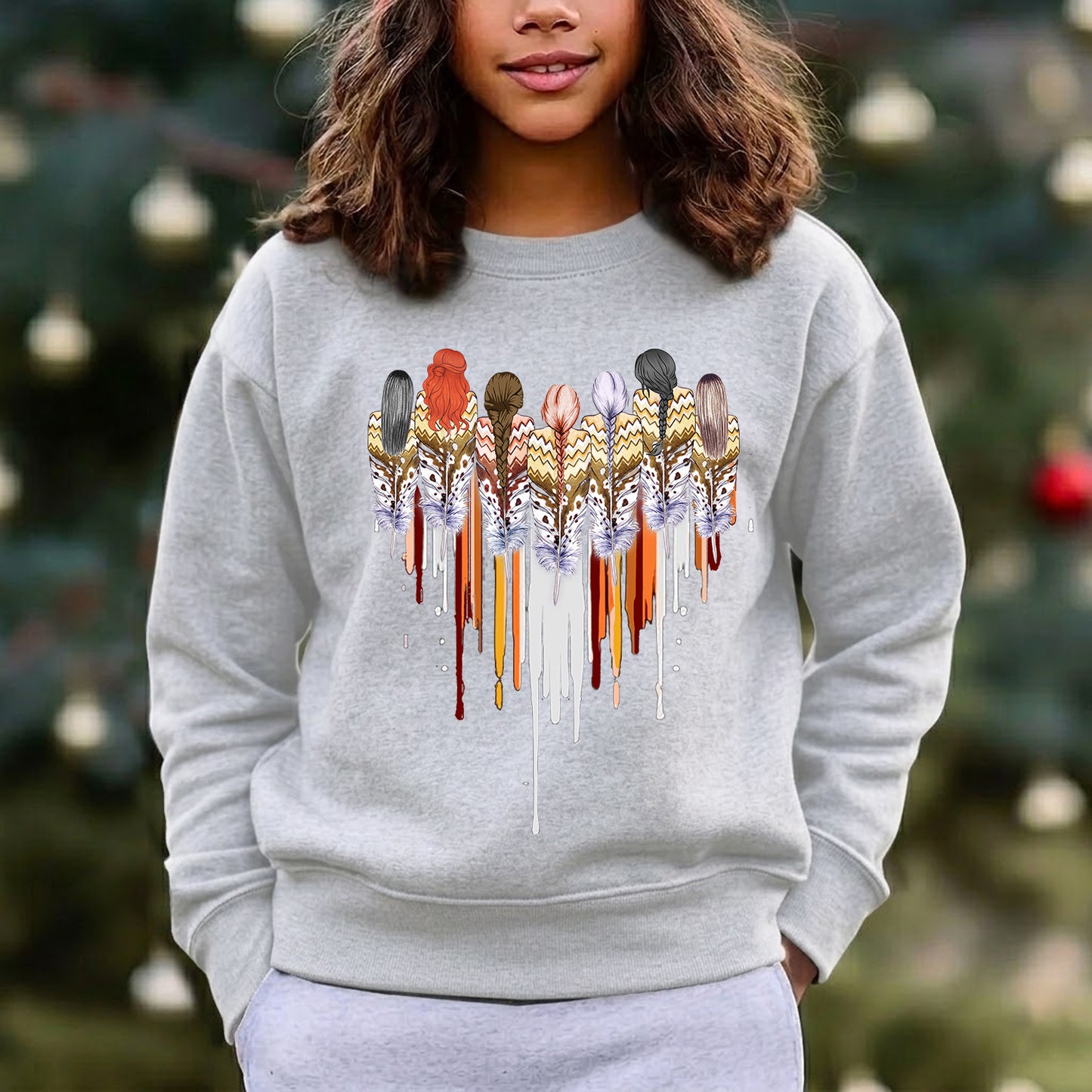 Native American Women Feather Heart Unisex Hoodie/Sweatshirt/T-Shirt
