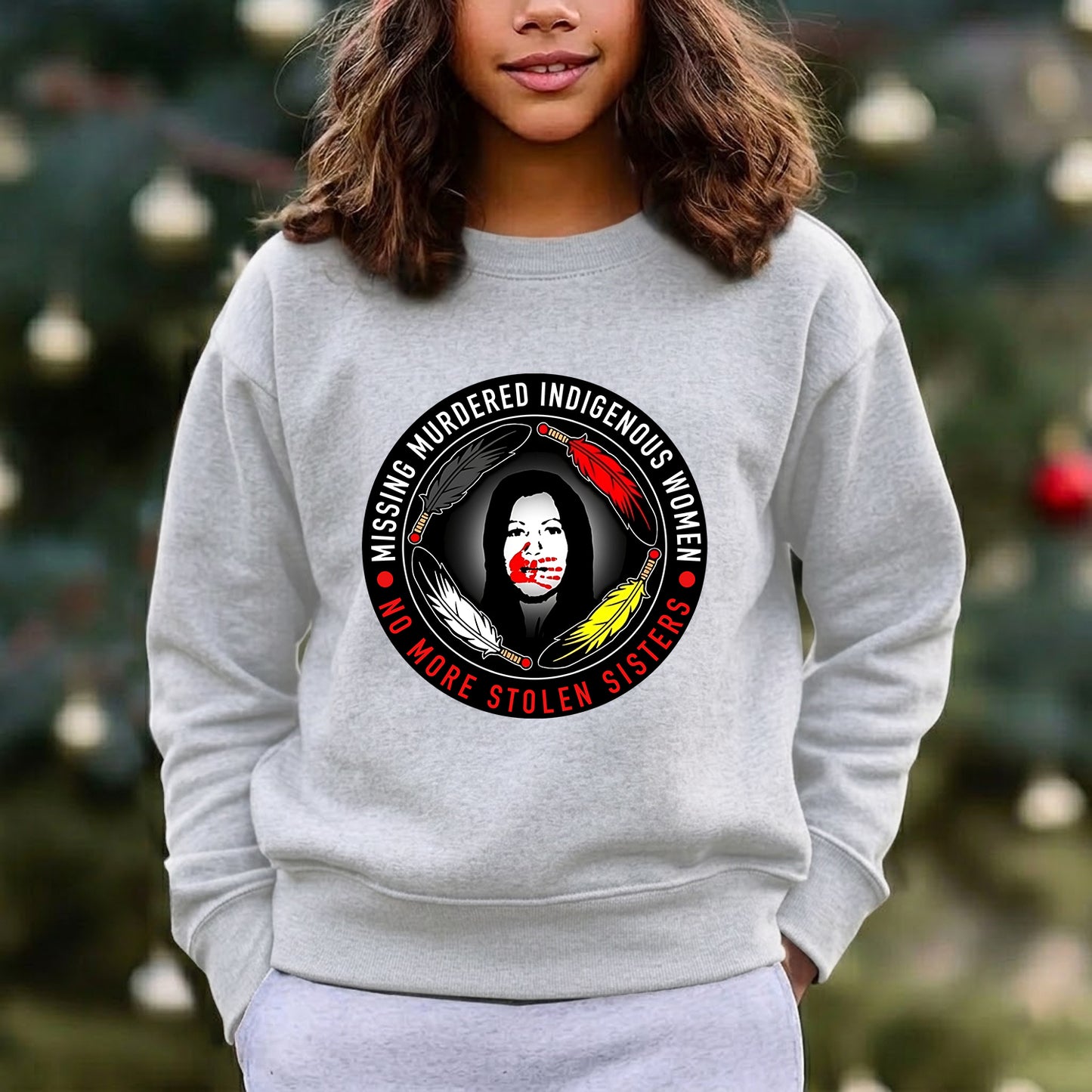 MMIW No More Stolen Sisters Feather Color Red Hand Unisex T-Shirt/Hoodie/Sweatshirt