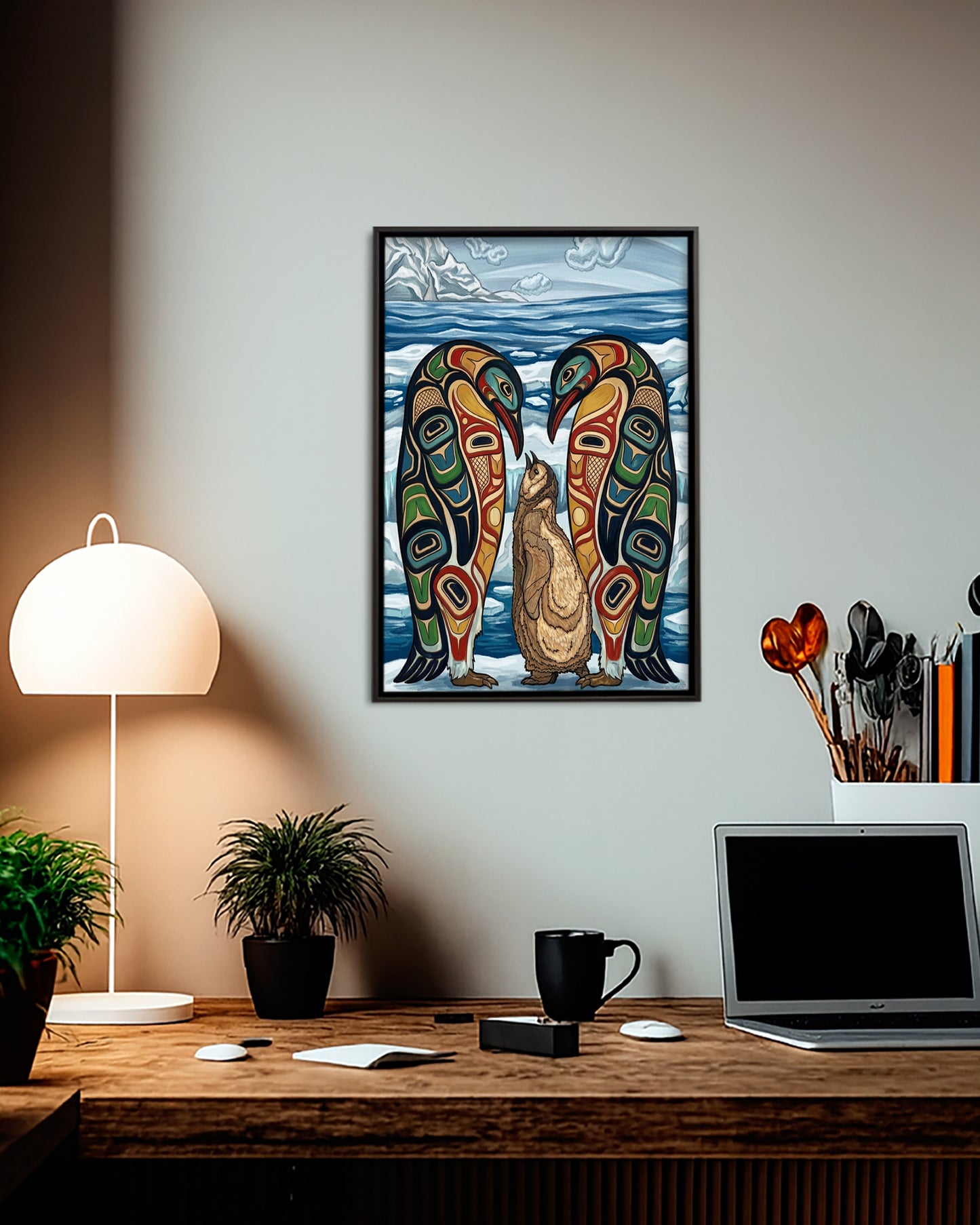 Native Penguin Art Poster - Canvas