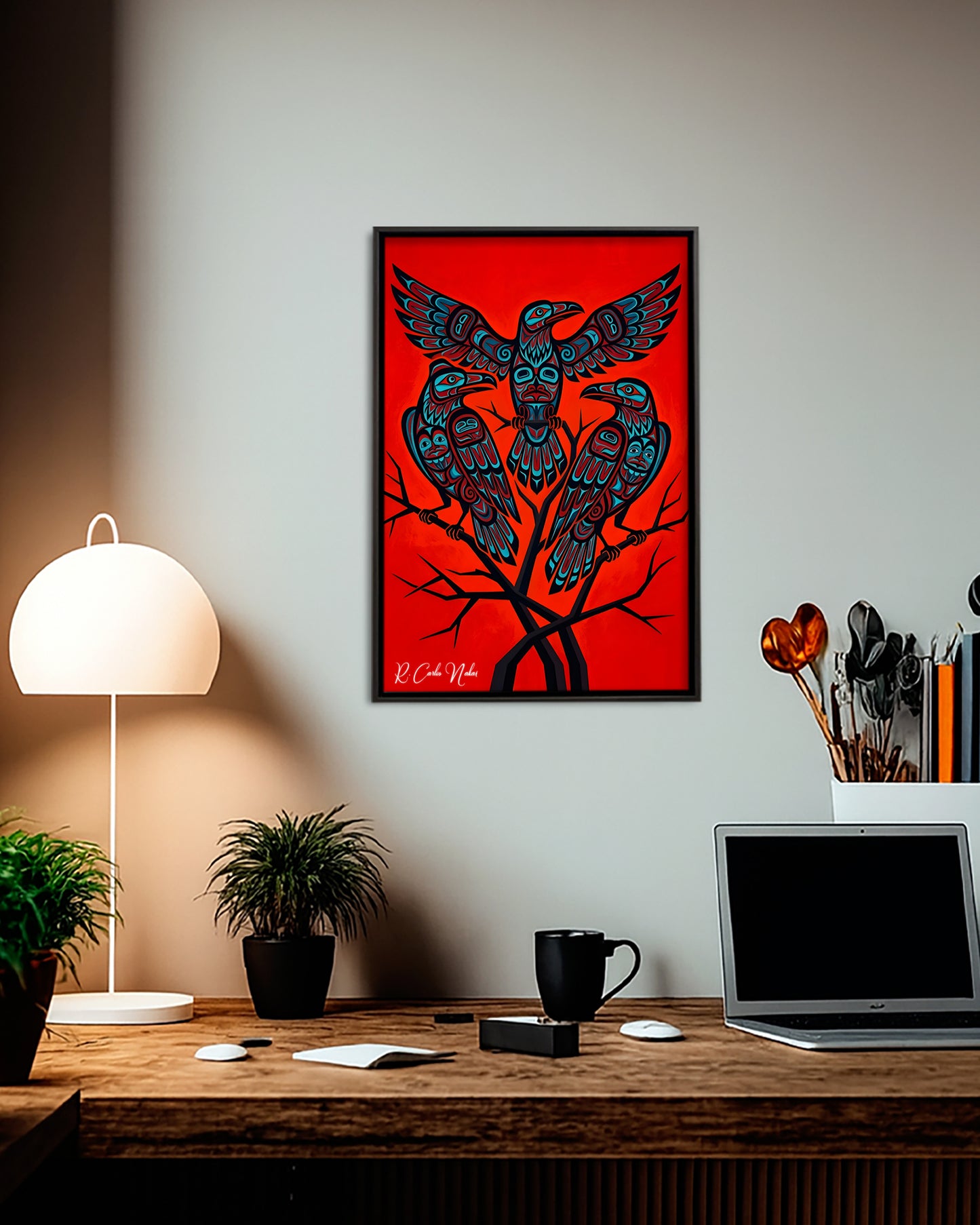 Native Raven Art Poster - Canvas
