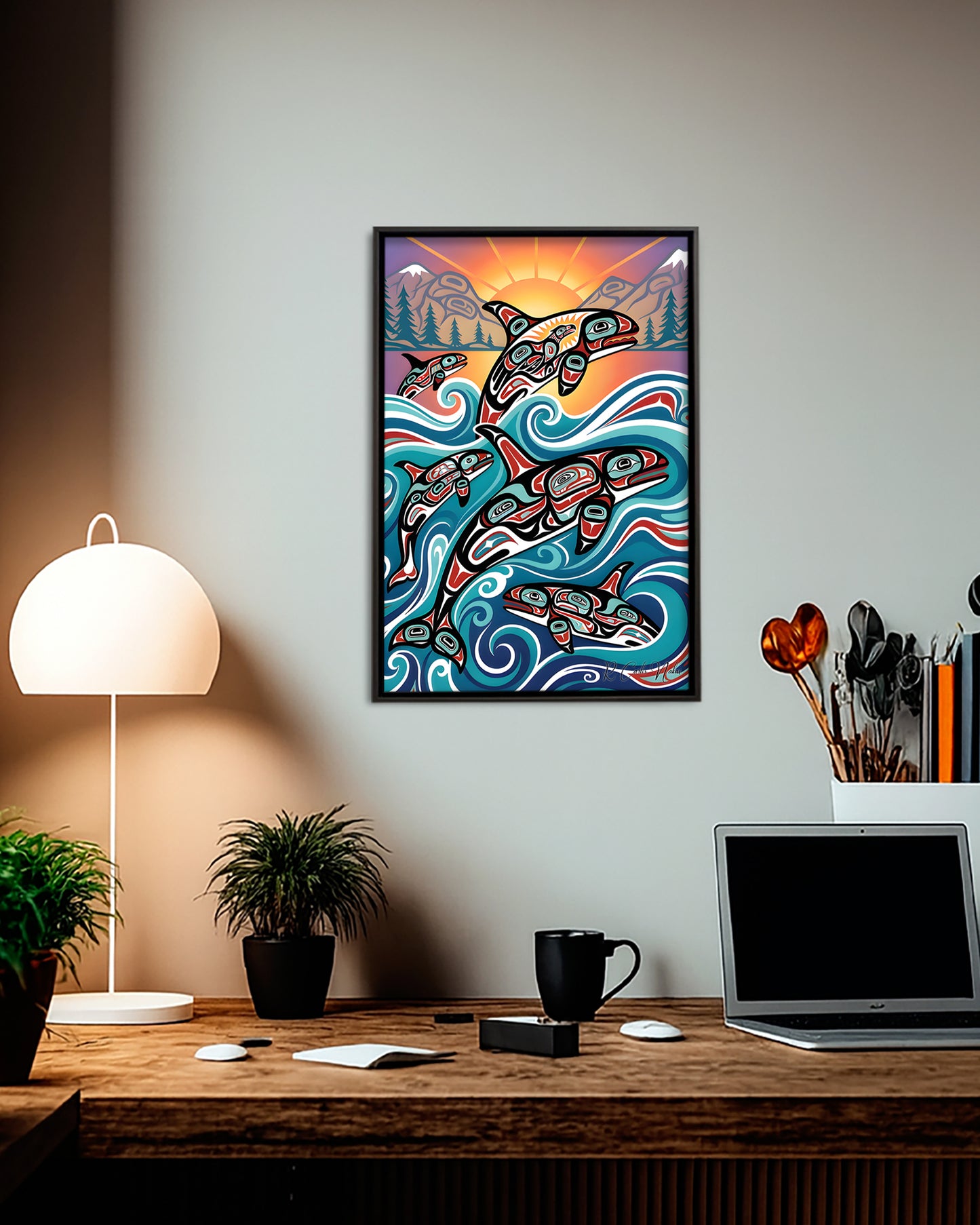 Native Orca Art Poster - Canvas