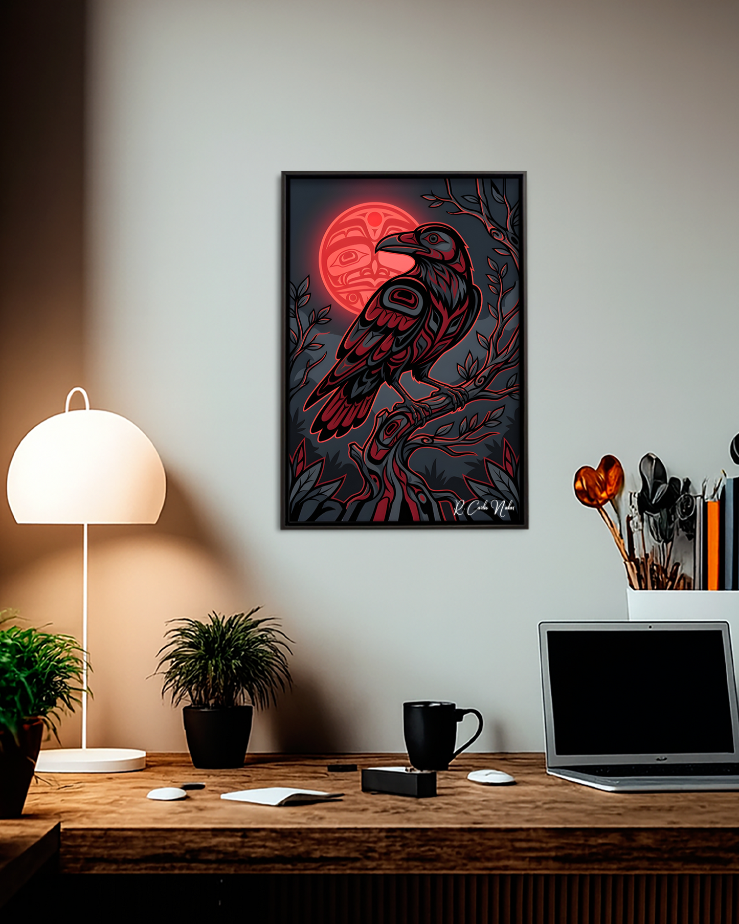 Native Raven Art Poster - Canvas