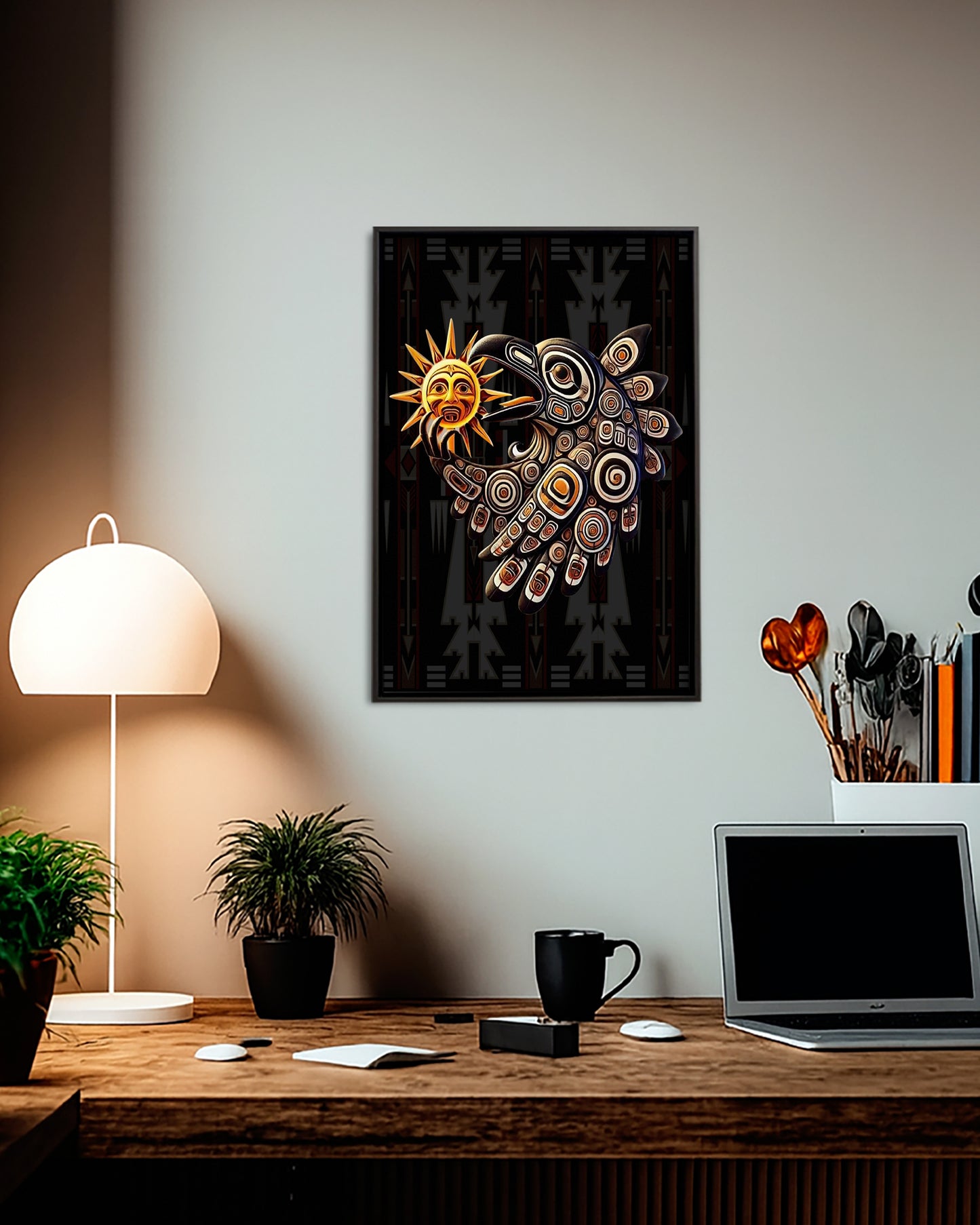 Native Raven Art Poster - Canvas