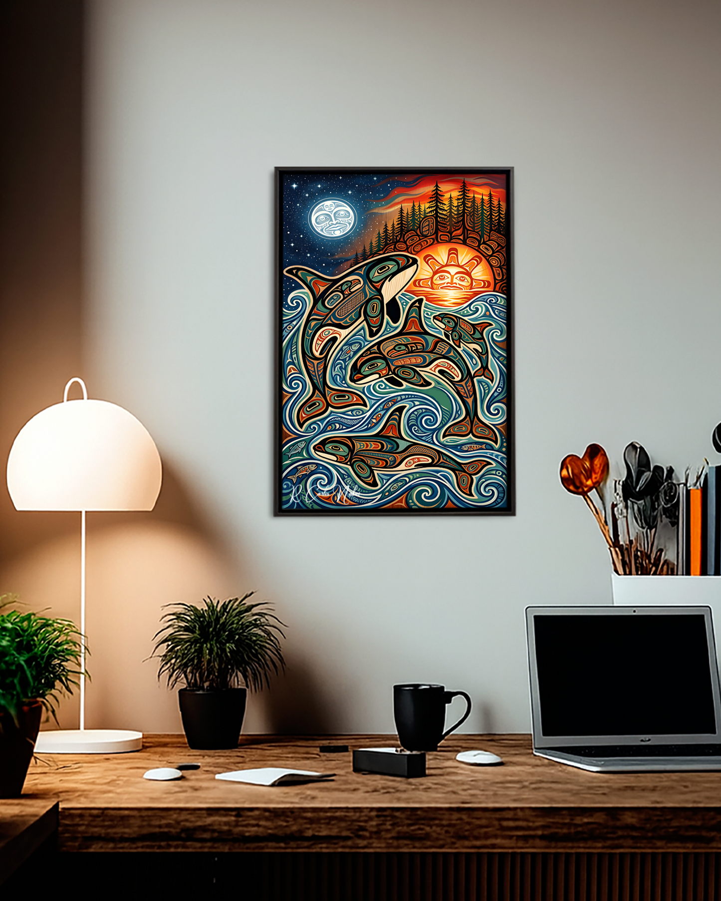 Native Orca Art Poster - Canvas