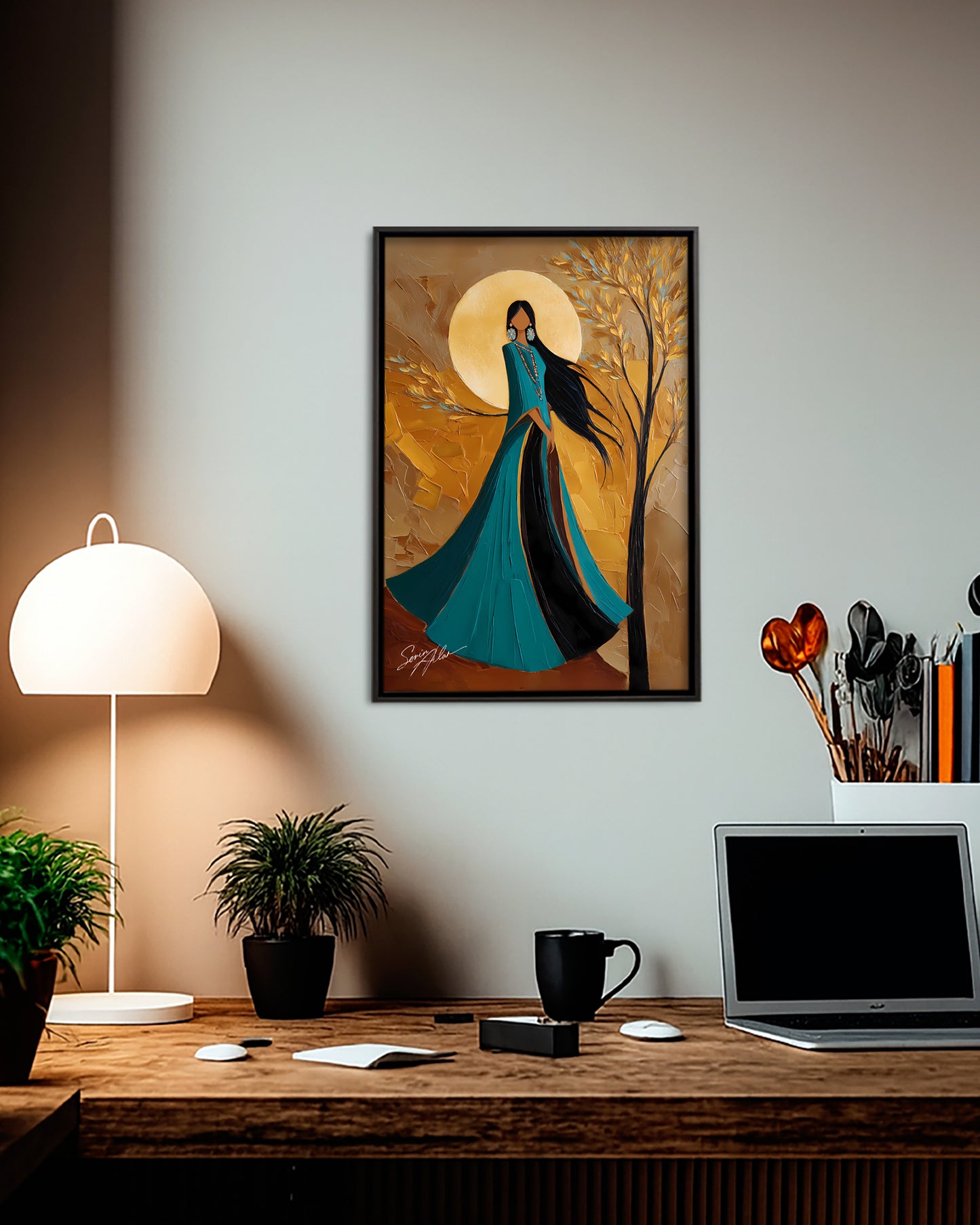 Embrace of the Golden Moon Poster - Canvas