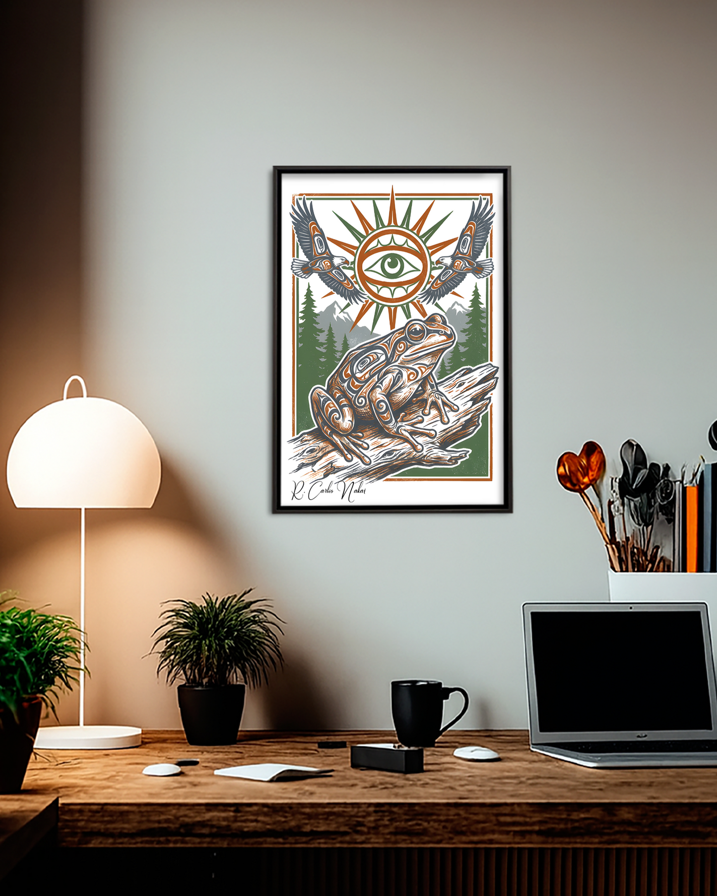 Native Frog Art Poster - Canvas
