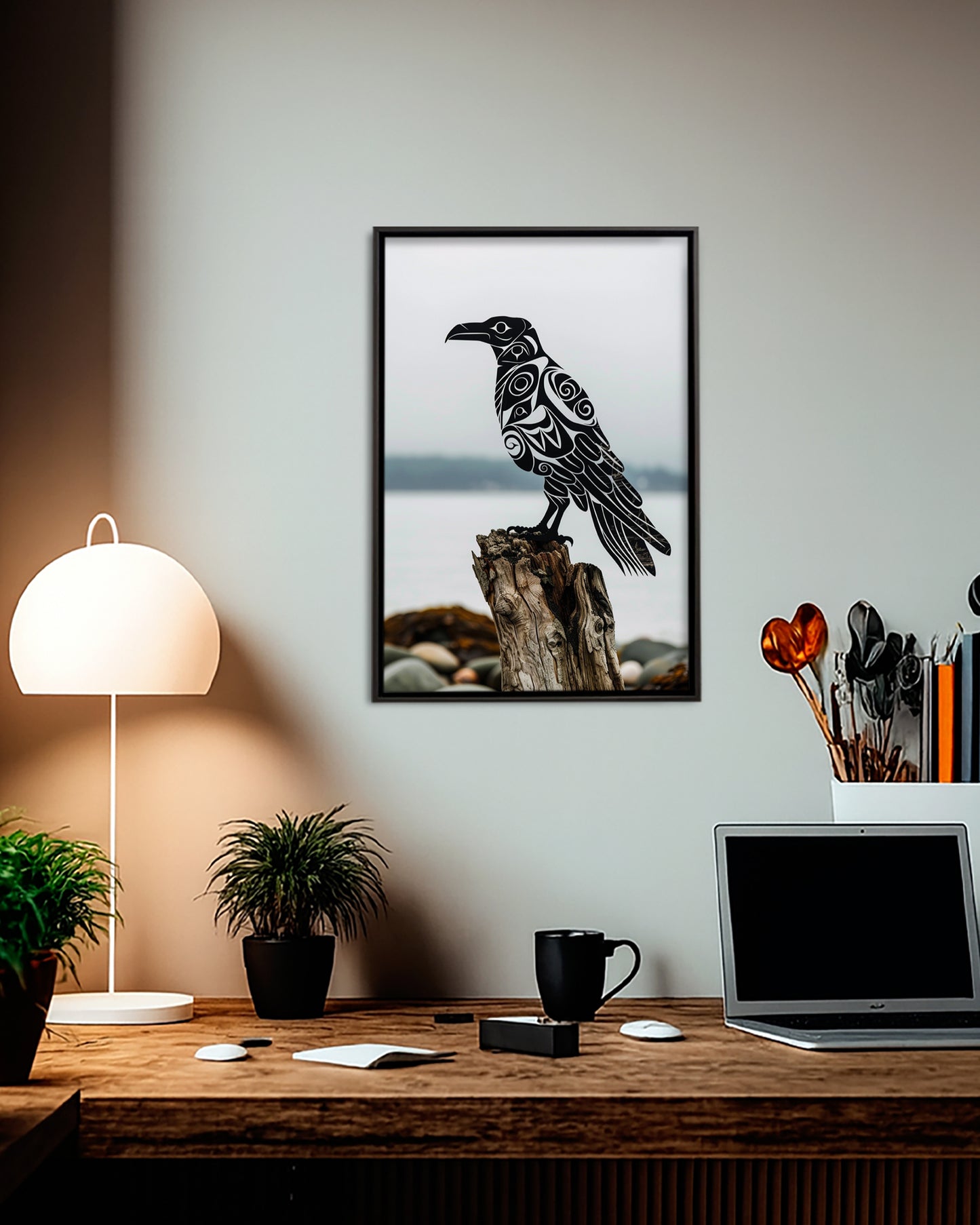 Native Raven Art Poster - Canvas