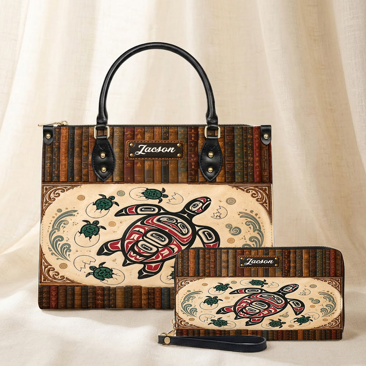 Ocean Turtle Heritage Personalized Leather Bag - Q1579
