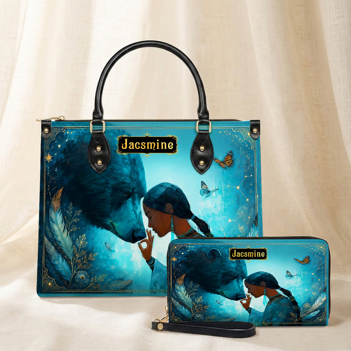 Moonlit Wild Harmony Personalized Leather Bag - Q1579