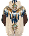 Blue Feather Pattern 3D Hoodie - Native American Pride Shop