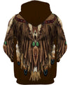 Dark Brown Printed Suede 3D Hoodie - Native American Pride Shop