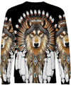 Wolf With Feather Headdress 3D Hoodie NBD