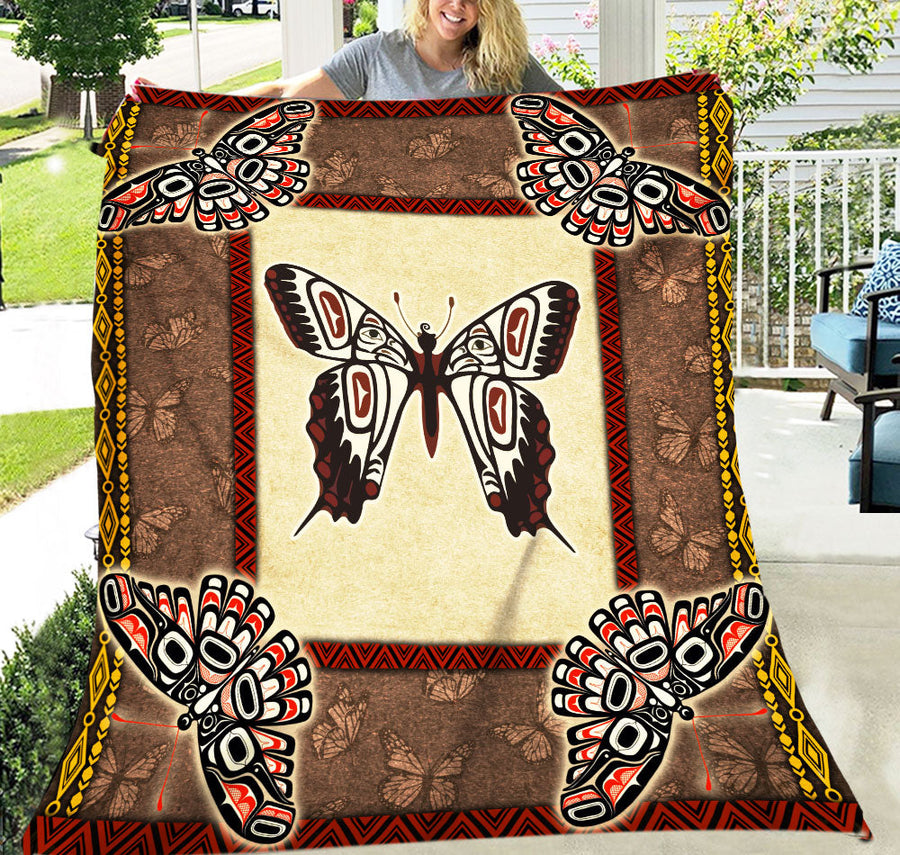 Native American Butterfly Symbols Fleece Blanket WCS