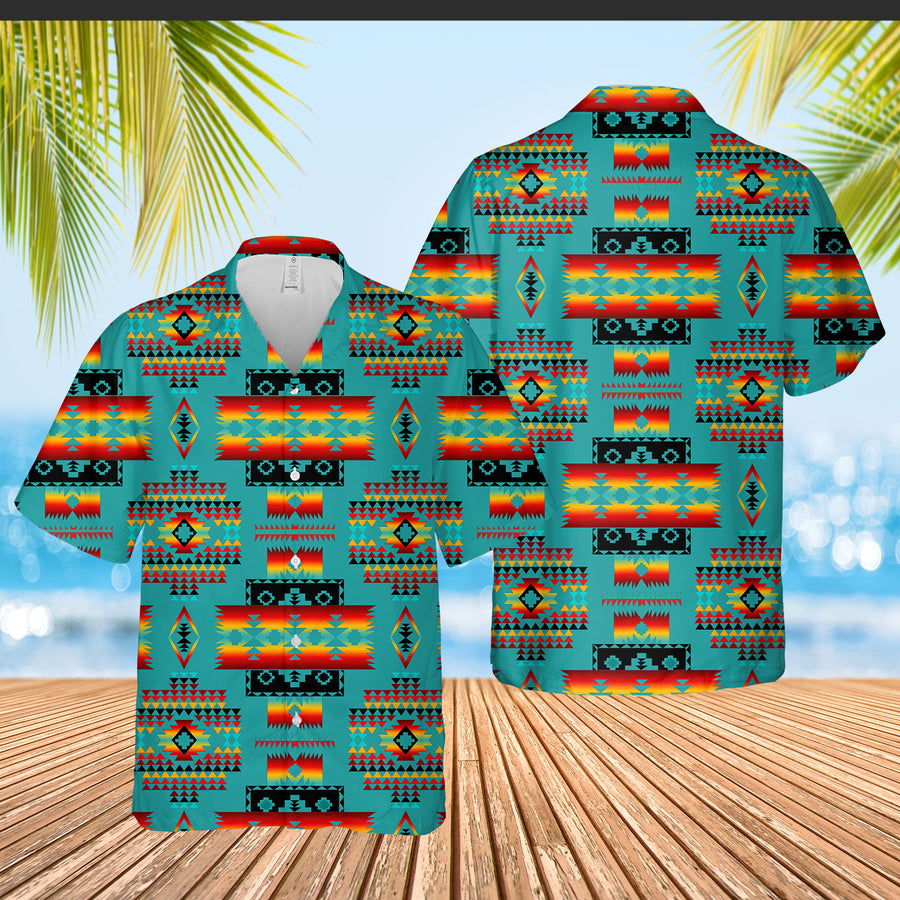 Blue Native Pattern Hawaiian Shirt NBD