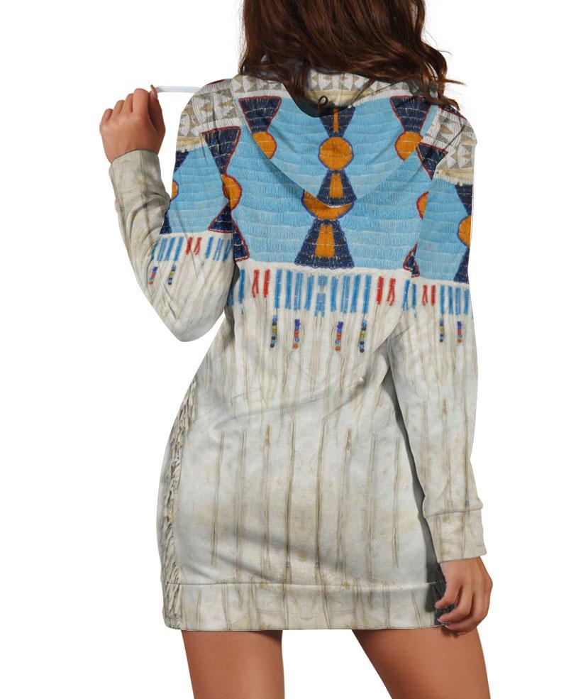 Blue Native Pattern Hoodie Dress