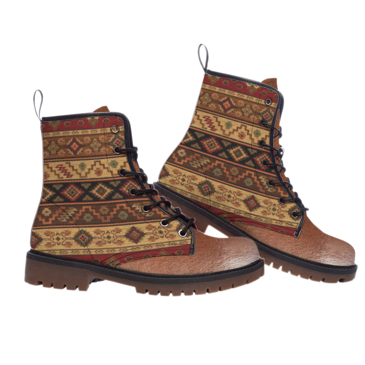 Brown Pattern Native Leather Martin Short Boots NBD