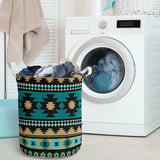 Green Ethnic Aztec Pattern Laundry Basket NBD