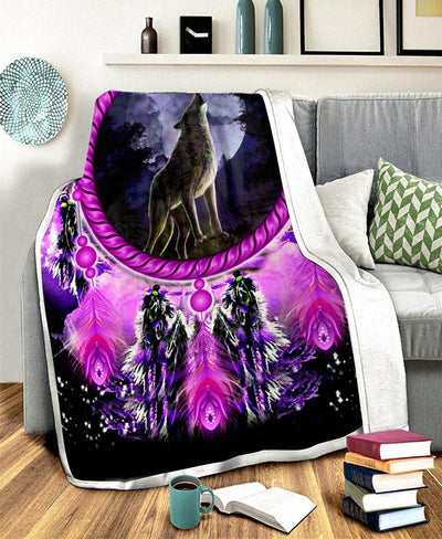 Purple Wolf Dream Fleece Blanket