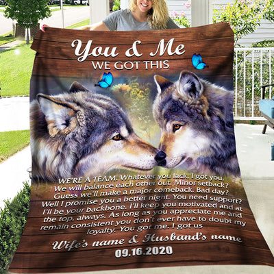 Wolf Couple in Love - Personalized Blanket