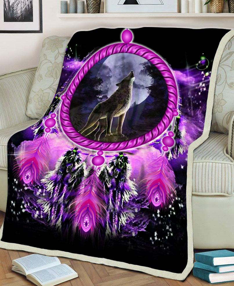 Purple Wolf Dream Fleece Blanket
