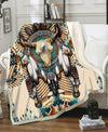 Buffalo Head Motifs Fleece Blanket