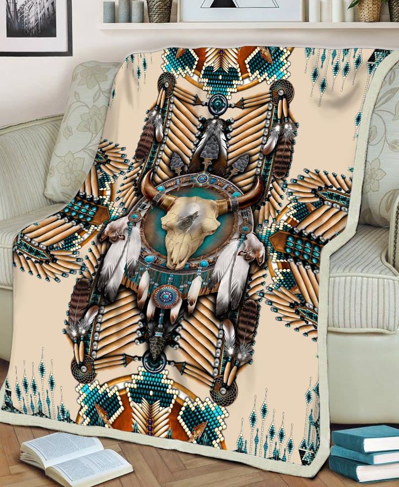 Buffalo Head Motifs Fleece Blanket