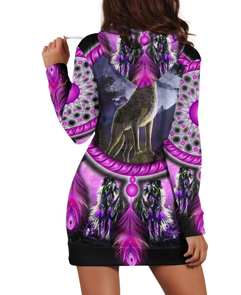 Purple Native Motifs Hoodie Dress - Native American Pride Shop
