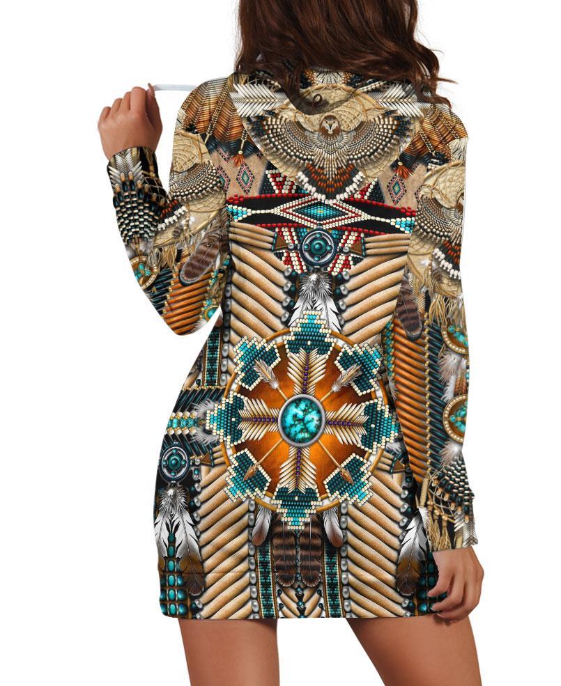 Native Feather Hoodie Dress