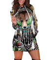 Native Bear Green Hoodie Dress