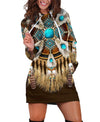 Native Fringed Motifs Hoodie Dress