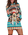Native Turquoise Background Hoodie Dress