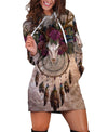 Buffalo Skull & Flowers Hoodie Dress