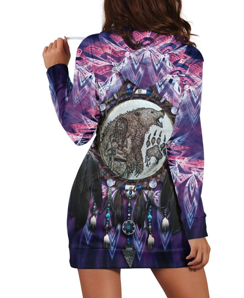 Purple Bear Dream Hoodie Dress
