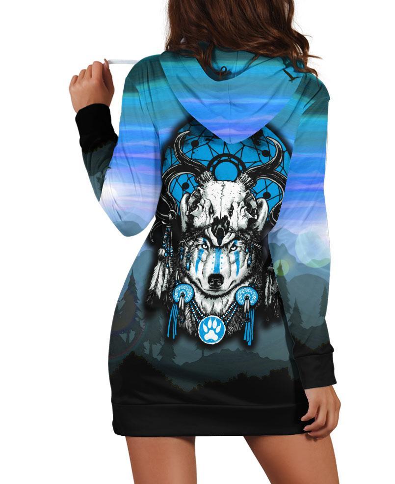 Lovely Wolf Dream Hoodie Dress