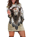 Feather & Buffalo Skull Hoodie Dress