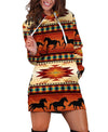 Native Horse Pattern Hoodie Dress