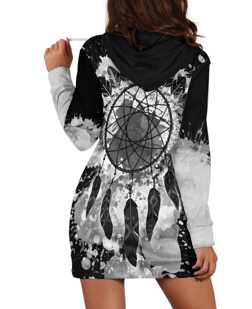 Black-White Dream Hoodie Dress