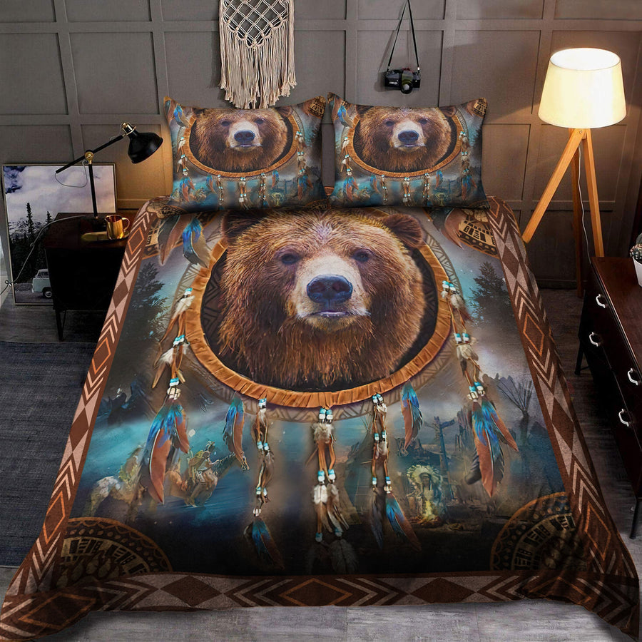 Brown Bear Dreamcatcher Native American Bedding Set