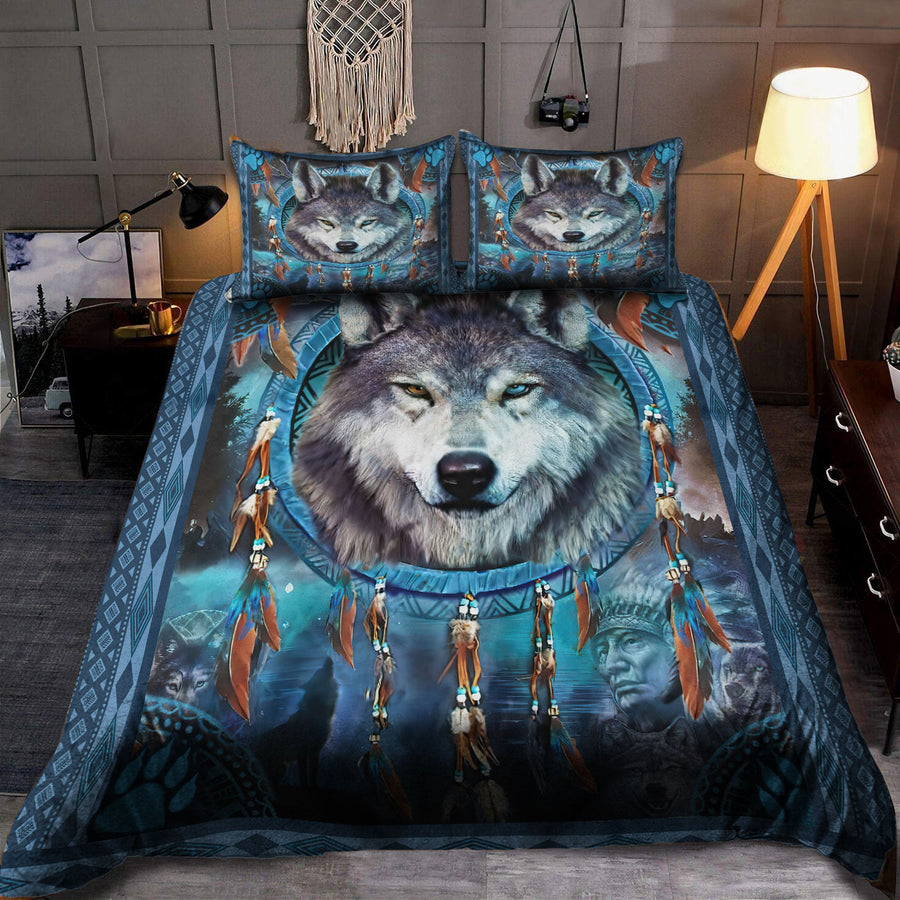 Blue Wolf Native American Bedding Set