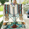 Turiquoise Native Indian Pattern Feather Fleece Blanket
