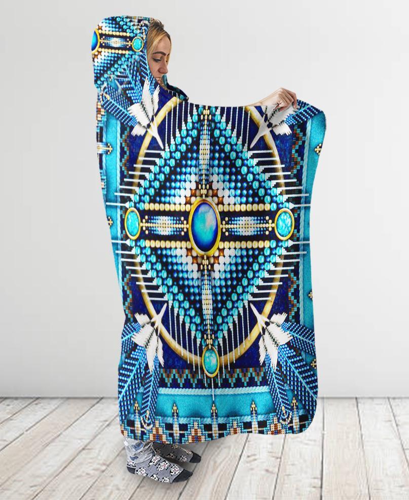 Native Mandala Blue Hooded Blanket NBD