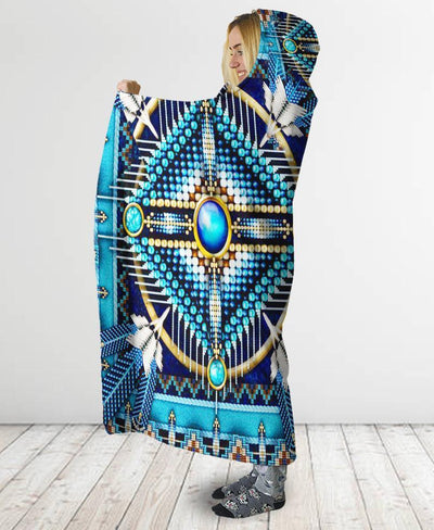 Native Mandala Blue Hooded Blanket NBD