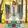 Turiquoise Native Indian Pattern Feather Fleece Blanket