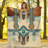 Turiquoise Native Indian Pattern Feather 3D Native Fleece Blanket