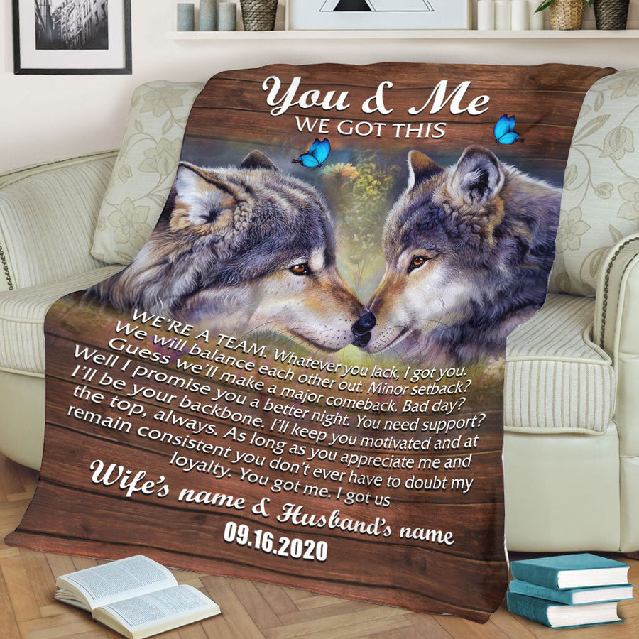 Wolf Couple in Love - Personalized Blanket