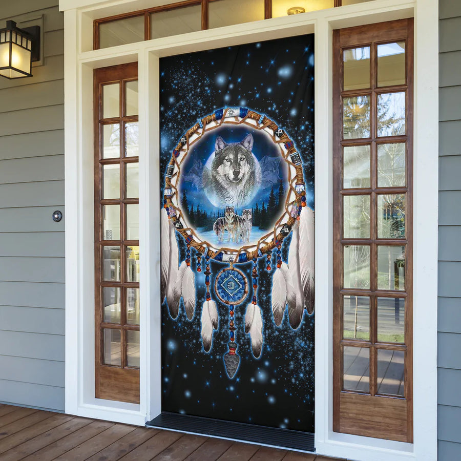 Galaxy Dreamcatcher Wolf 3D Native American Door Cover NBD